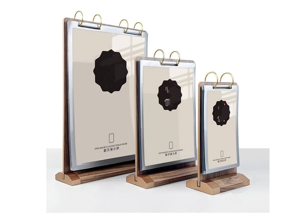 Lee木製看板 ディスプレイ Amazon.com: A4 Walnut Wood Sign Holder Vertical Table Card